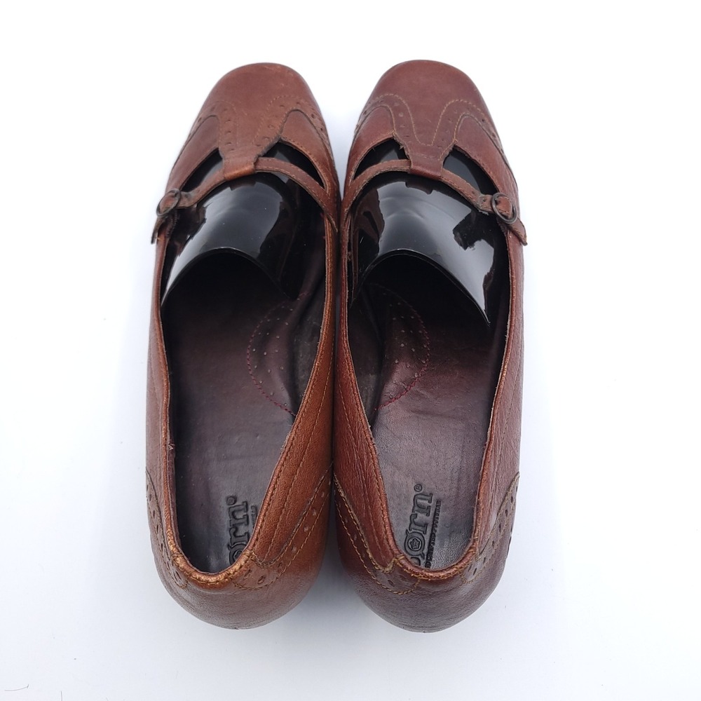 Born Mary Jane Shoes Women Size 9.5 M Brown Leather Brogue Low Heel W6428 - Picture 5 of 12